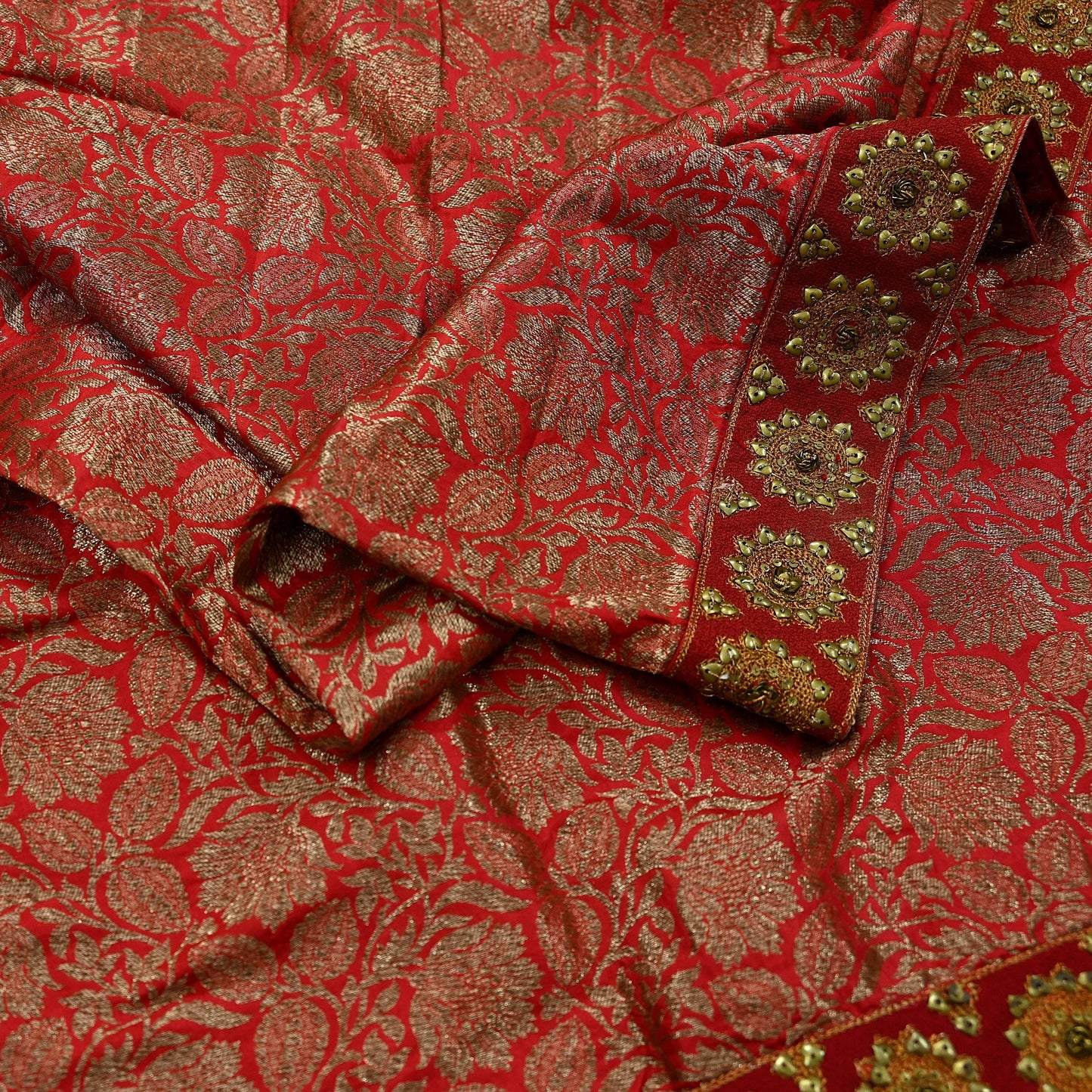 Indian Antique Vintage Heavy Red Dupatta Pure Silk Long Stole Hand Woven Banarasi Veil Scarves Zari Stole Ethnic Wear Bridal Hijab