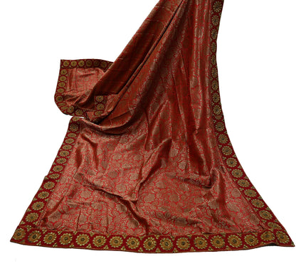 Indian Antique Vintage Heavy Red Dupatta Pure Silk Long Stole Hand Woven Banarasi Veil Scarves Zari Stole Ethnic Wear Bridal Hijab