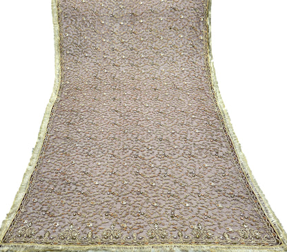 Indian Vintage Heavy Maroon Dupatta Net Mesh Long Stole Hand Embroidered Scarves Zardozi/ Dabka Zari Sequins Stole Bridal/Wedding Wear