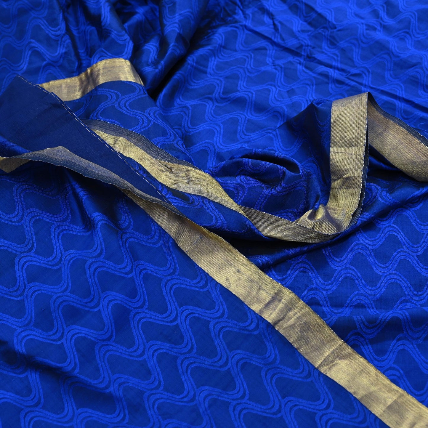 Indian Vintage Heavy Blue Kanjivaram Saree 100% Pure Silk Zari 5Yd Floral Crafting Dress making Crafting Quilting Bollywood Saree