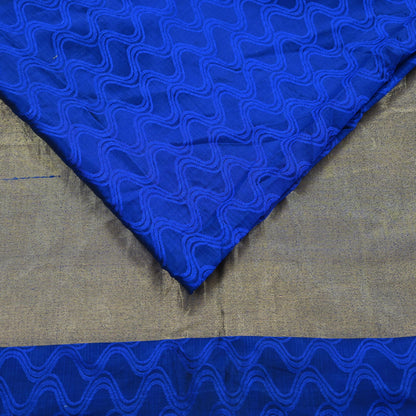 Indian Vintage Heavy Blue Kanjivaram Saree 100% Pure Silk Zari 5Yd Floral Crafting Dress making Crafting Quilting Bollywood Saree