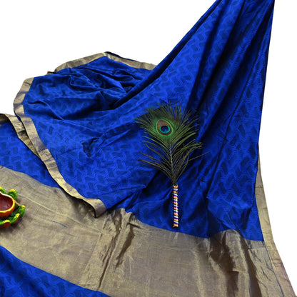 Indian Vintage Heavy Blue Kanjivaram Saree 100% Pure Silk Zari 5Yd Floral Crafting Dress making Crafting Quilting Bollywood Saree