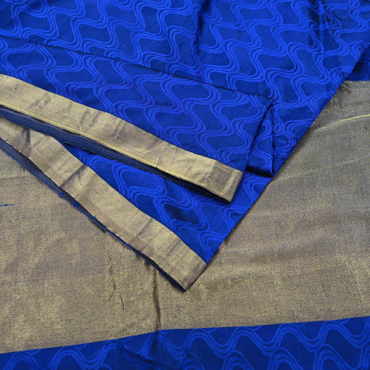 Indian Vintage Heavy Blue Kanjivaram Saree 100% Pure Silk Zari 5Yd Floral Crafting Dress making Crafting Quilting Bollywood Saree