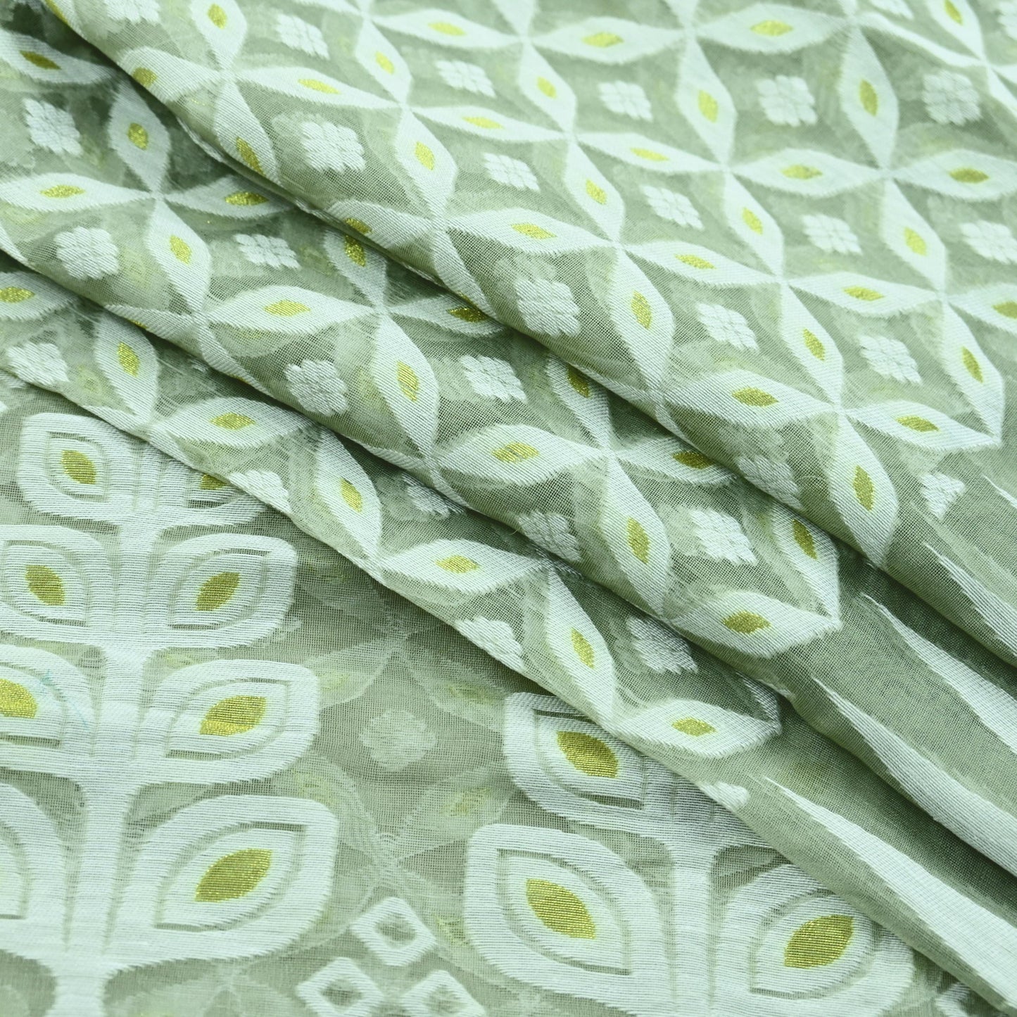 Indian Vintage Sarees Gray Cotton Hand Woven Jamdani Sari 5yd Ethnic Floral Craft Fabric Dress making Upcycle Crafting Quilting