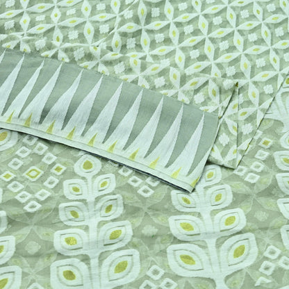 Indian Vintage Sarees Gray Cotton Hand Woven Jamdani Sari 5yd Ethnic Floral Craft Fabric Dress making Upcycle Crafting Quilting