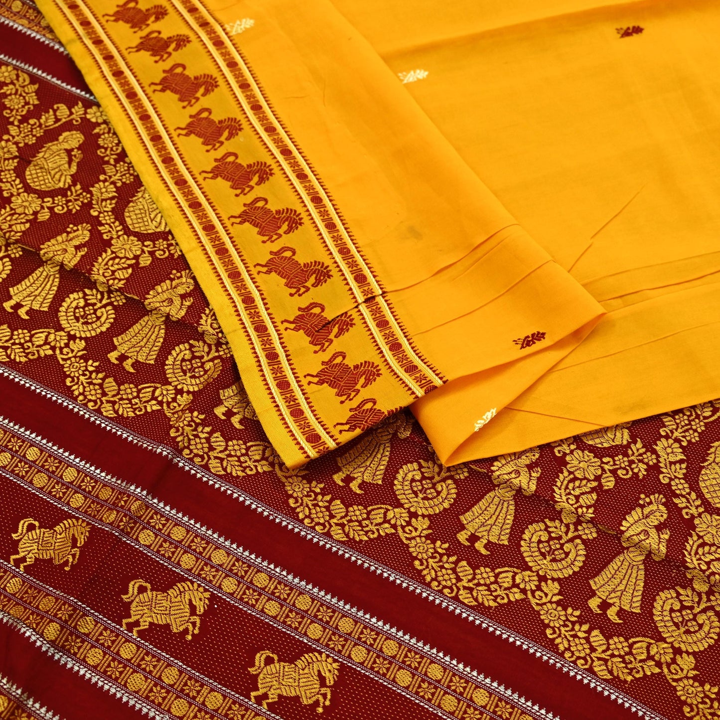 Indian Vintage Sari Pure Cotton Hand Woven Sarees Craft Fabric 5yd Ethnic Crafting Quilting Dress Making Quilting Upcycle