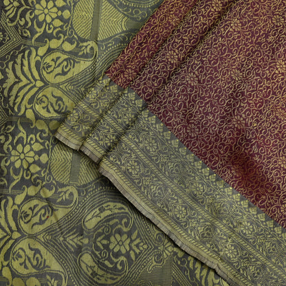 Indian Vintage Sari Gray & Purple 100% Pure Silk Hand Woven Sarees Craft Fabric 5Yd Ethnic Sewing Dress making Crafting Quilting Upcycle