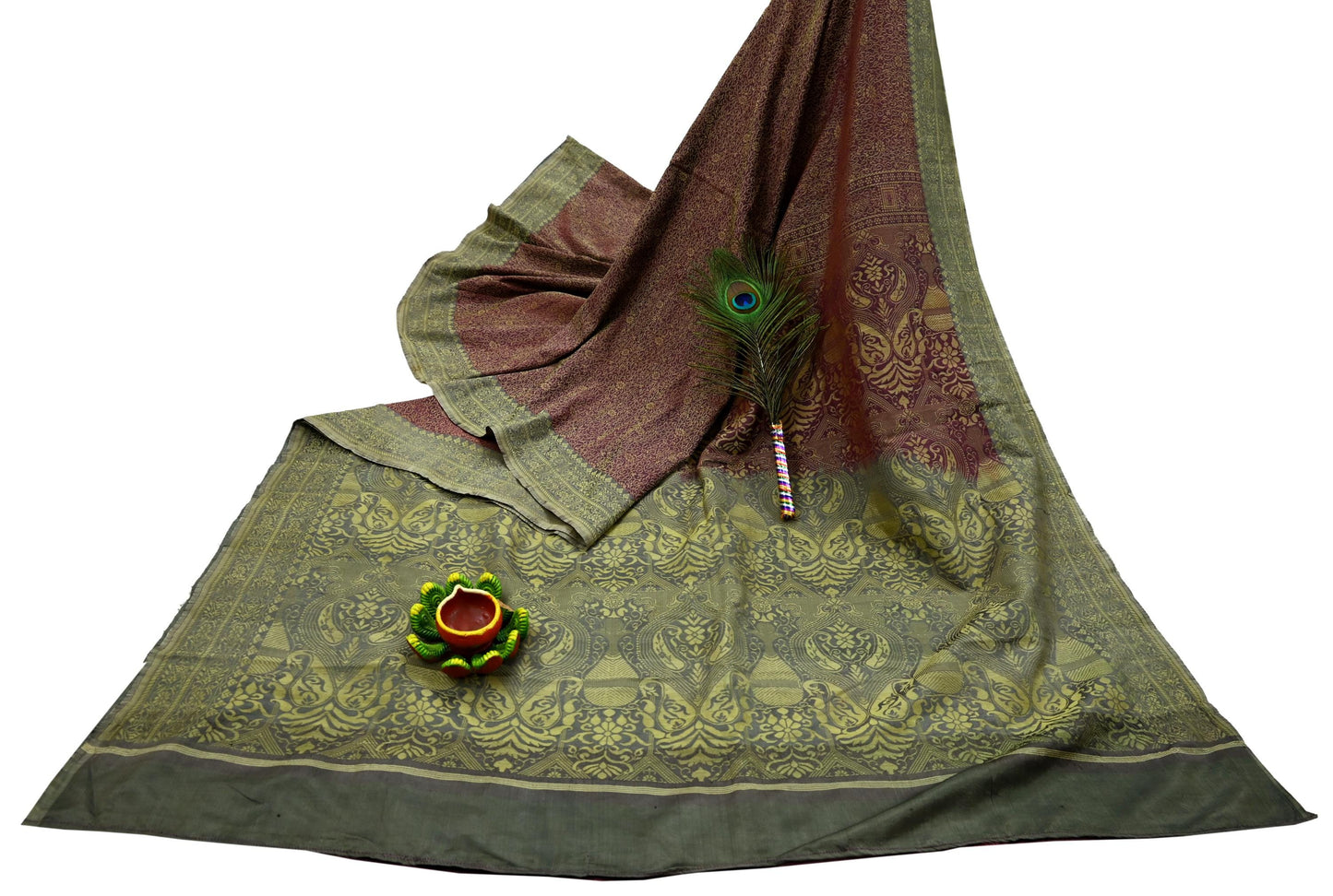 Indian Vintage Sari Gray & Purple 100% Pure Silk Hand Woven Sarees Craft Fabric 5Yd Ethnic Sewing Dress making Crafting Quilting Upcycle