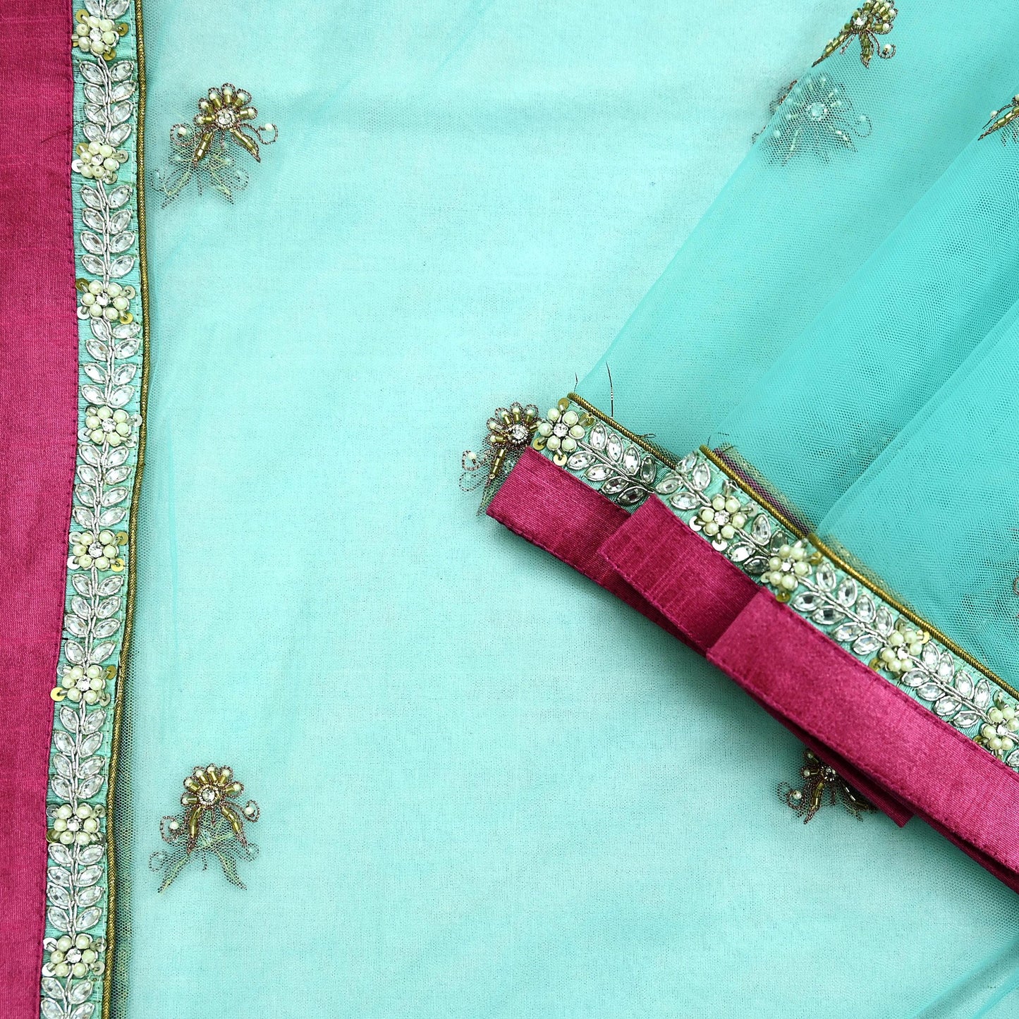 Indian Vintage Heavy Blue Dupatta Net Mesh Long Stole Hand Embroidered Scarves Golden Zardozi Zari Sequins Hijab Veil wrap Boho