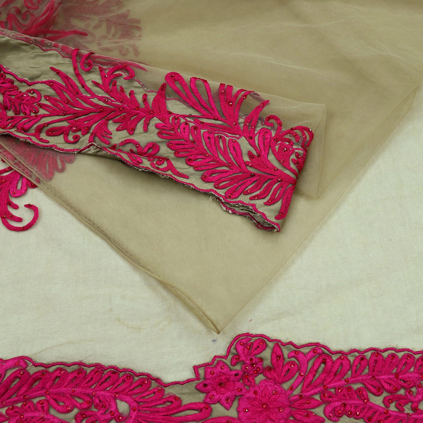 Indian Heavy Sari Green Net/Mesh Hand Embroidered Sarees Craft Fabric 6Yd Sewing Soft Zardozi Wedding sarees With Blouse fabric