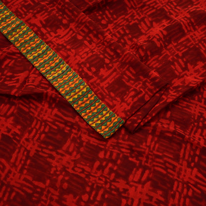 Indian Vintage Maroon & Red Pure Georgette Silk Sari | 6 Yards Abstract Printed Fabric | Boho Wrap, Craft, Quilting, Dressmaking, Upcycle