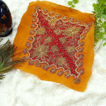 Indian Vintage Pink Pure Crepe Silk Appliques  Set of 1 | Hand-Embroidered Floral Patches with Zardozi,Dabka, Zari,for Craft, Journals