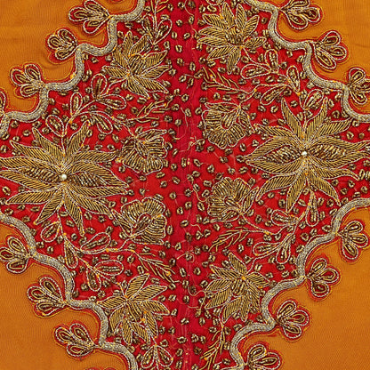 Indian Vintage Pink Pure Crepe Silk Appliques  Set of 1 | Hand-Embroidered Floral Patches with Zardozi,Dabka, Zari,for Craft, Journals