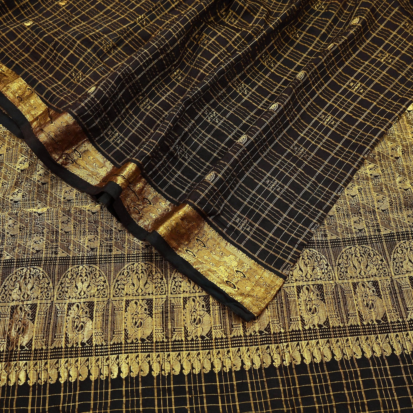 Indian Vintage Heavy Sarees Brown 100% Pure Silk Hand Woven Kanjivaram Sari Craft Fabric 5Yd Ethnic Zari Fringes Dress Making Quilting