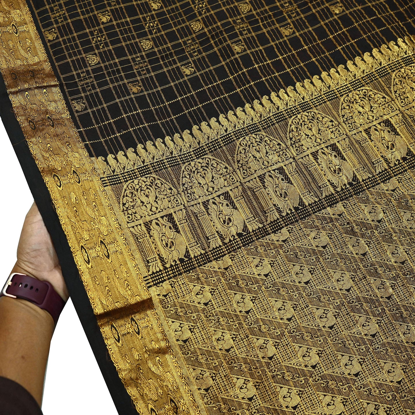 Indian Vintage Heavy Sarees Brown 100% Pure Silk Hand Woven Kanjivaram Sari Craft Fabric 5Yd Ethnic Zari Fringes Dress Making Quilting