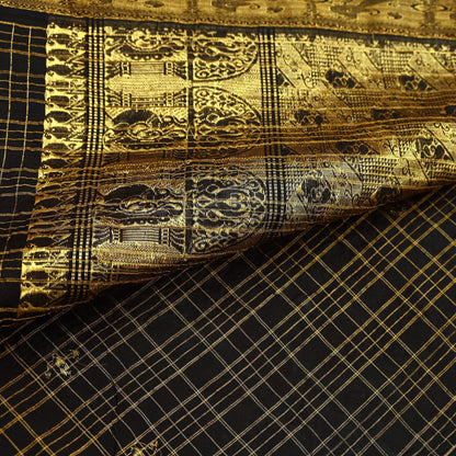 Indian Vintage Heavy Sarees Brown 100% Pure Silk Hand Woven Kanjivaram Sari Craft Fabric 5Yd Ethnic Zari Fringes Dress Making Quilting