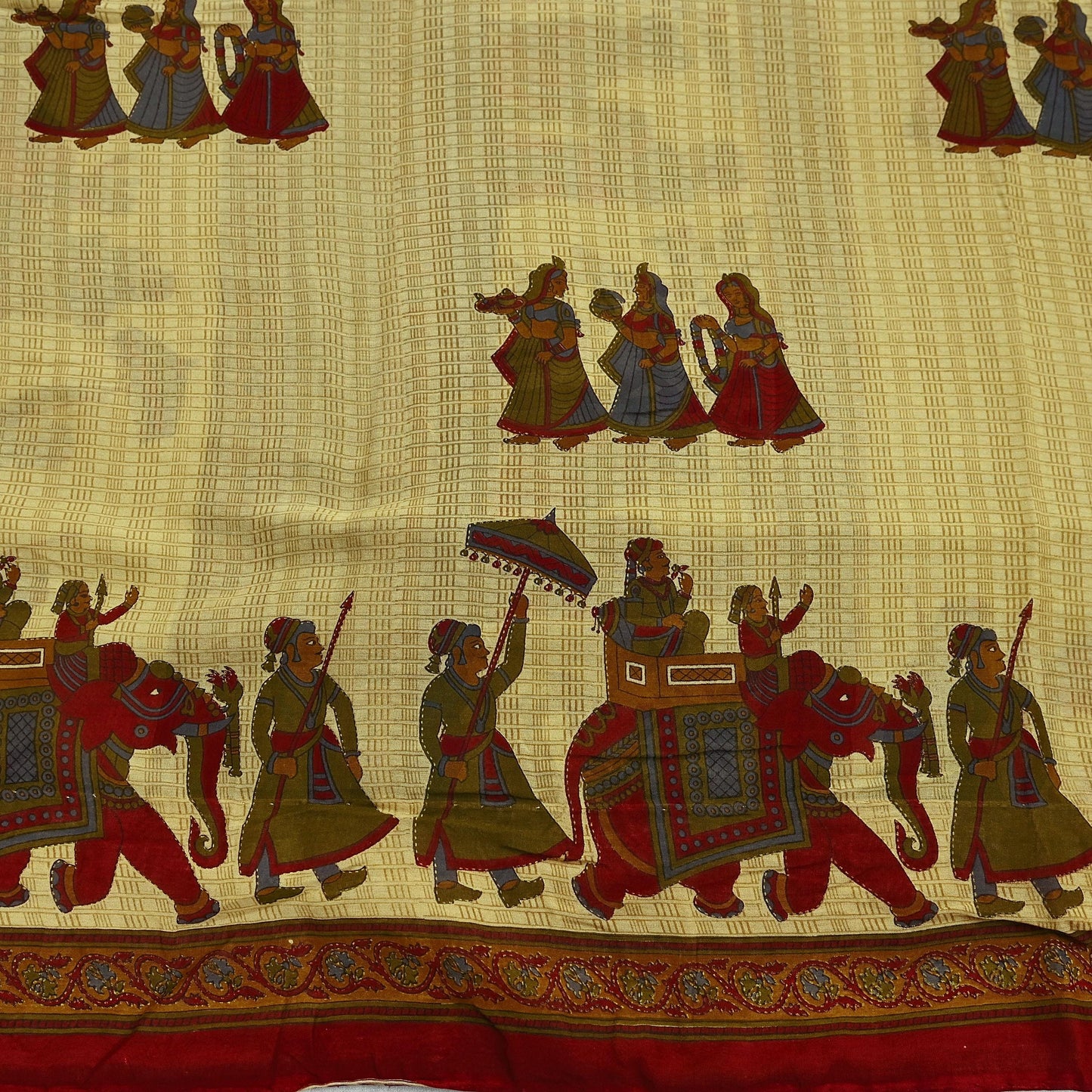 Indian Vintage Sari Beige Printed Pure Cotton Sarees Fabric 5Yd Sarong Wrap Boho Fabric Kimono Soft Dress making Crafting Quilting