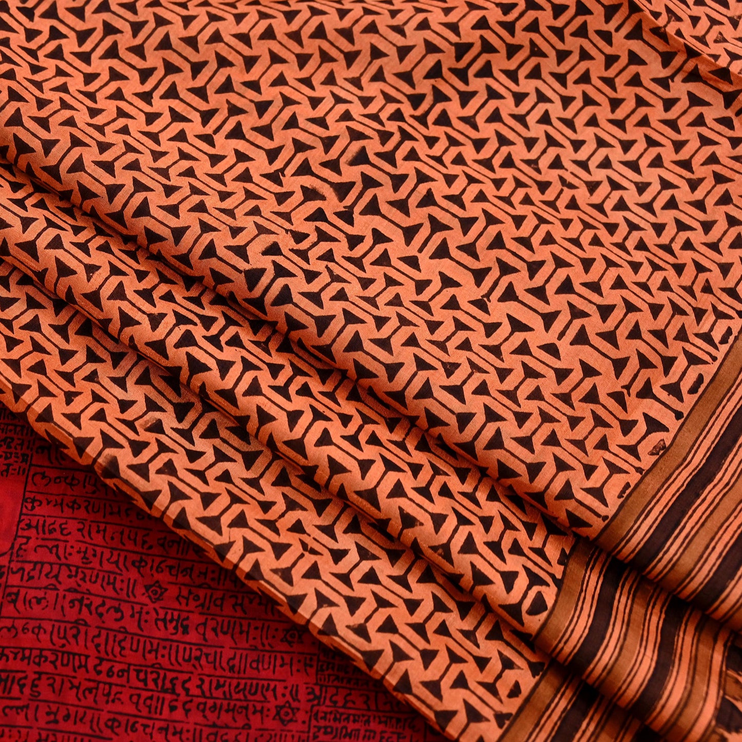 Indian Vintage Sari Orange & Red Pure Silk Printed Saree Craft Fabric 5yd Sewing DressMaking Soft Wrap Floral Crafting Quilting Upcycle