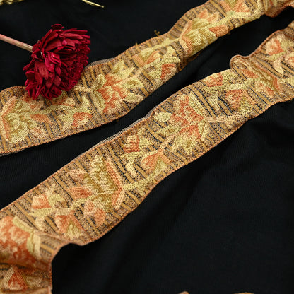 Indian Antique Vintage Real Chain Stitch Border Beige Hand Embroidered Craft Trim Lace Sewing Sarees Ribbon Recycled 1yard Net/Mesh