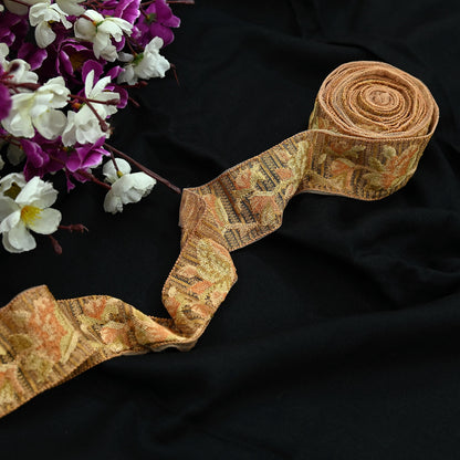 Indian Antique Vintage Real Chain Stitch Border Beige Hand Embroidered Craft Trim Lace Sewing Sarees Ribbon Recycled 1yard Net/Mesh