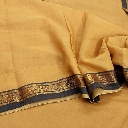 Vintage Sari Yellow & Blue Pure Cotton Hand Woven Sarees Craft Fabric Zari 5Yd Sewing Soft Crafting Dress making Upcycle Quilting Zigzag