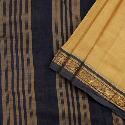 Vintage Sari Yellow & Blue Pure Cotton Hand Woven Sarees Craft Fabric Zari 5Yd Sewing Soft Crafting Dress making Upcycle Quilting Zigzag