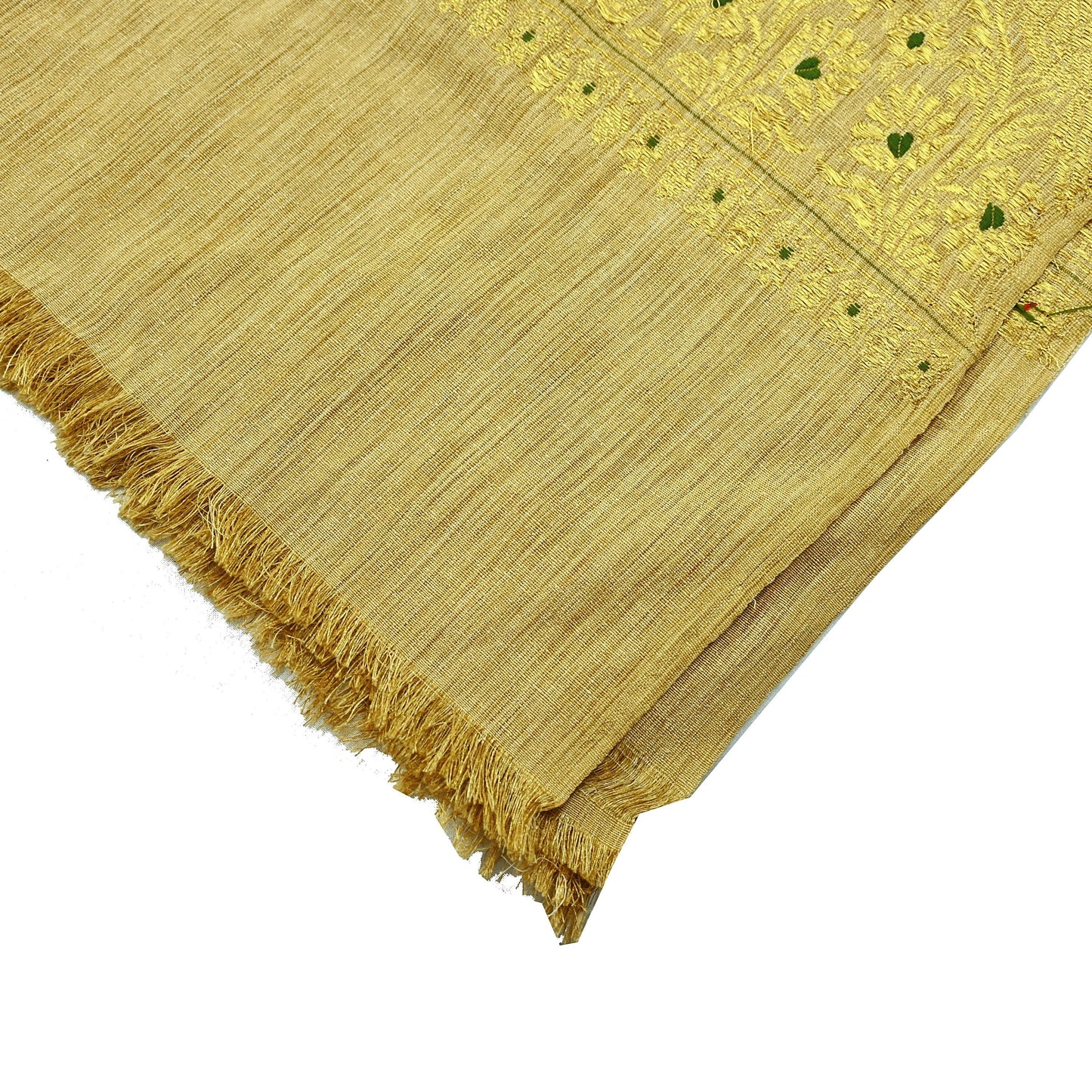 Indian Vintage Beige Dupatta Long Stole Pure Cotton Hand Woven Scarves Veil Scarf Wrap Floral Zari Border