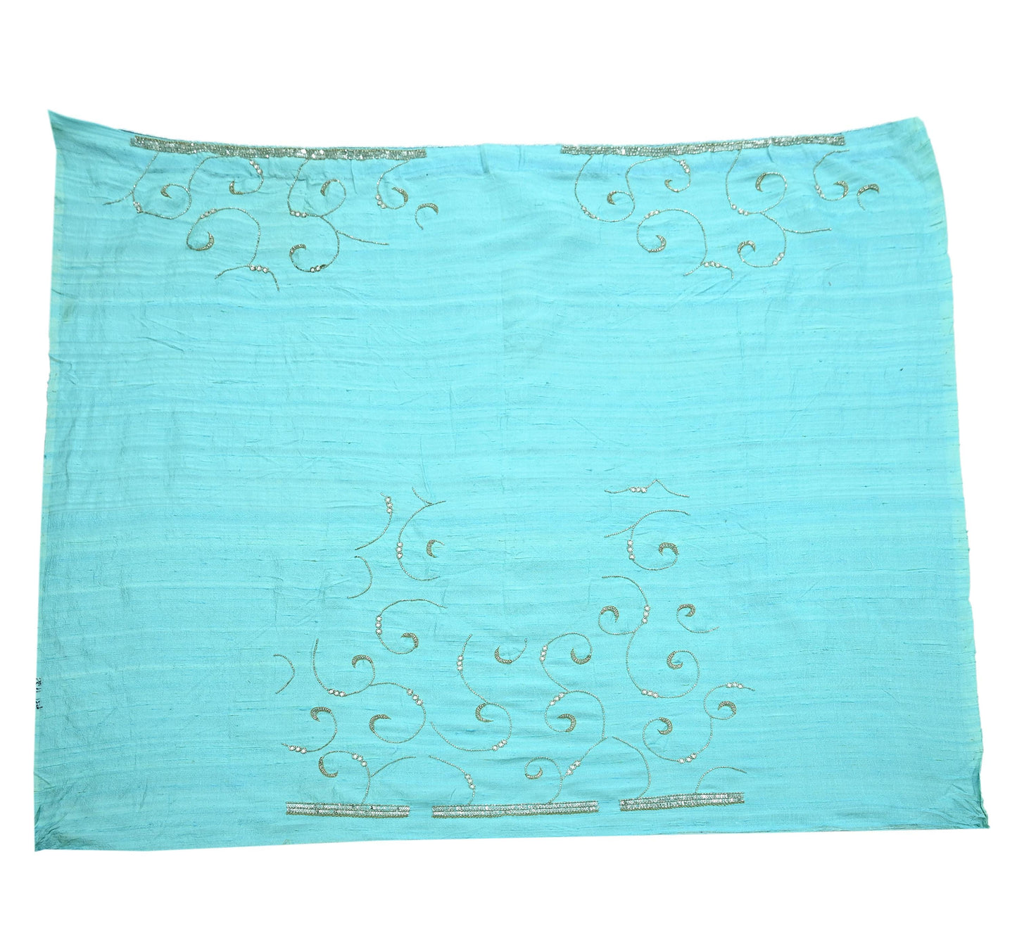 Indian Vintage Sea Green Net Saree | Heavy Hand Embroidery |6 Yards Soft Mesh Fabric | Includes Blouse & Ideal for Crafting Wedding Wear