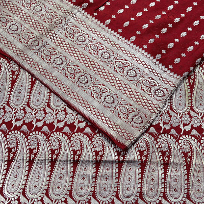 Vintage Banarasi Saree Pure Satin Silk Woven Brocade Zari Fabric Maroon Heavy Craft Sari 5 Yards Indian Antique Textile Dress Making
