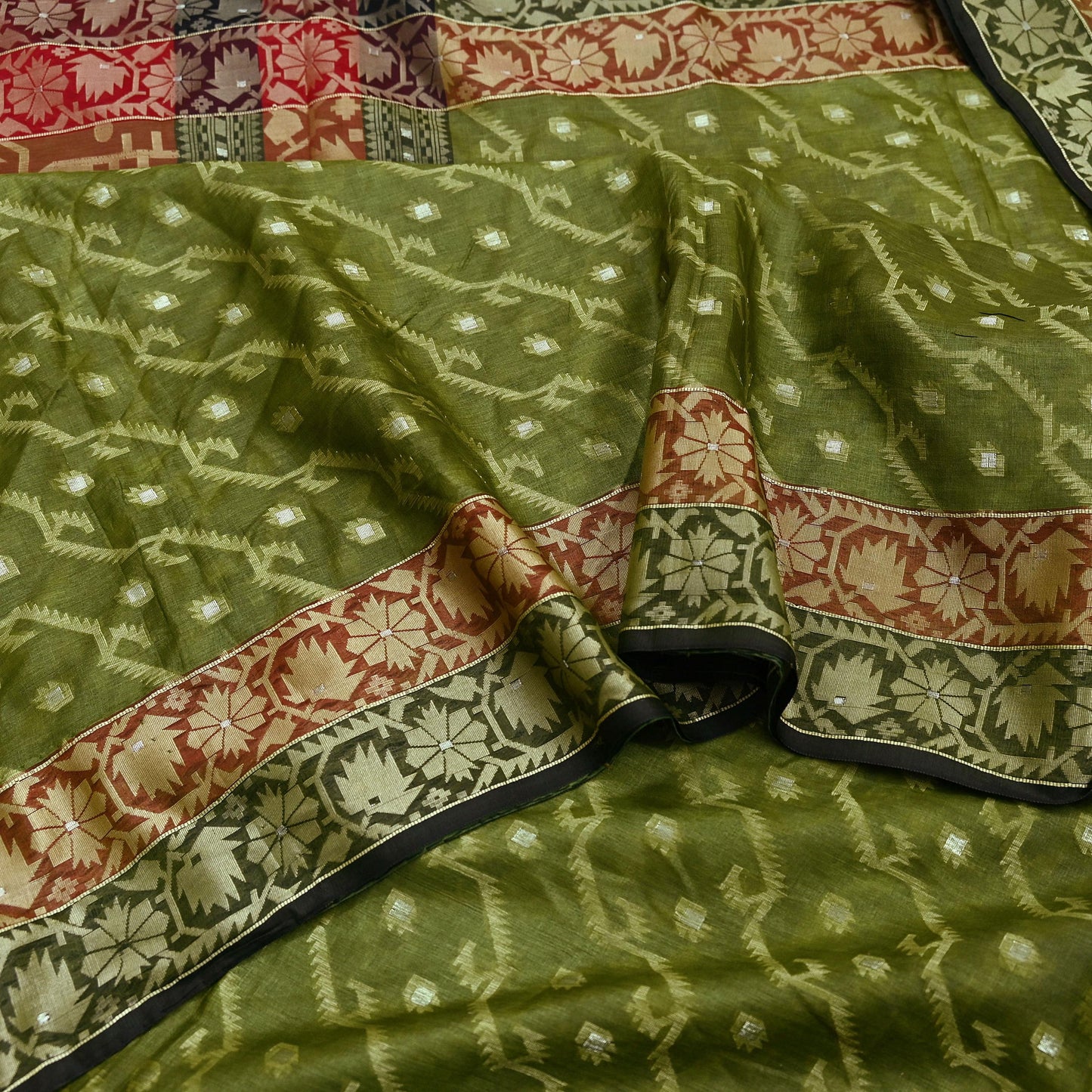 Indian Vintage Sari Pure Tussar Silk Hand Woven Sarees Craft Fabric 5Yd Sewing Ethnic Floral Dress Making Quilting For Crafting Upcycle