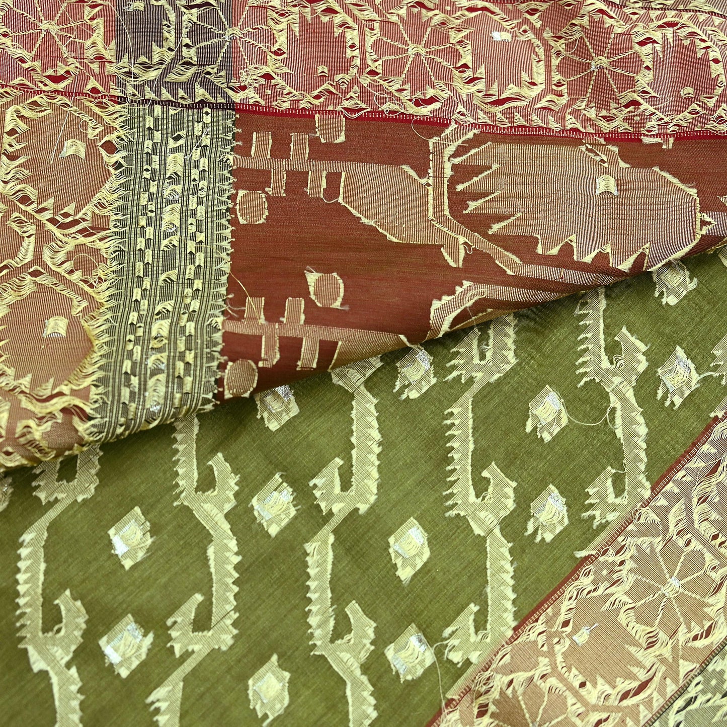 Indian Vintage Sari Pure Tussar Silk Hand Woven Sarees Craft Fabric 5Yd Sewing Ethnic Floral Dress Making Quilting For Crafting Upcycle