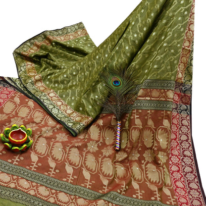 Indian Vintage Sari Pure Tussar Silk Hand Woven Sarees Craft Fabric 5Yd Sewing Ethnic Floral Dress Making Quilting For Crafting Upcycle