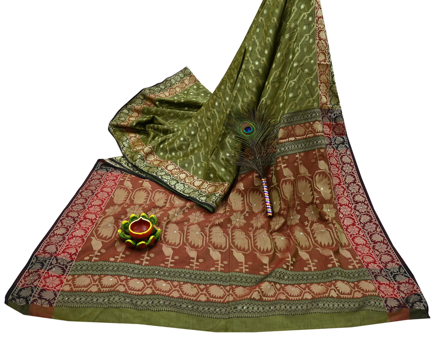 Indian Vintage Sari Pure Tussar Silk Hand Woven Sarees Craft Fabric 5Yd Sewing Ethnic Floral Dress Making Quilting For Crafting Upcycle