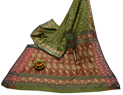 Indian Vintage Sari Pure Tussar Silk Hand Woven Sarees Craft Fabric 5Yd Sewing Ethnic Floral Dress Making Quilting For Crafting Upcycle