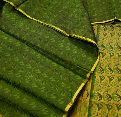 Indian Vintage Heavy Green Kanjivaram Saree 100% Pure Silk Zari 5Yd Floral Crafting Dress making Crafting Quilting Bollywood Saree