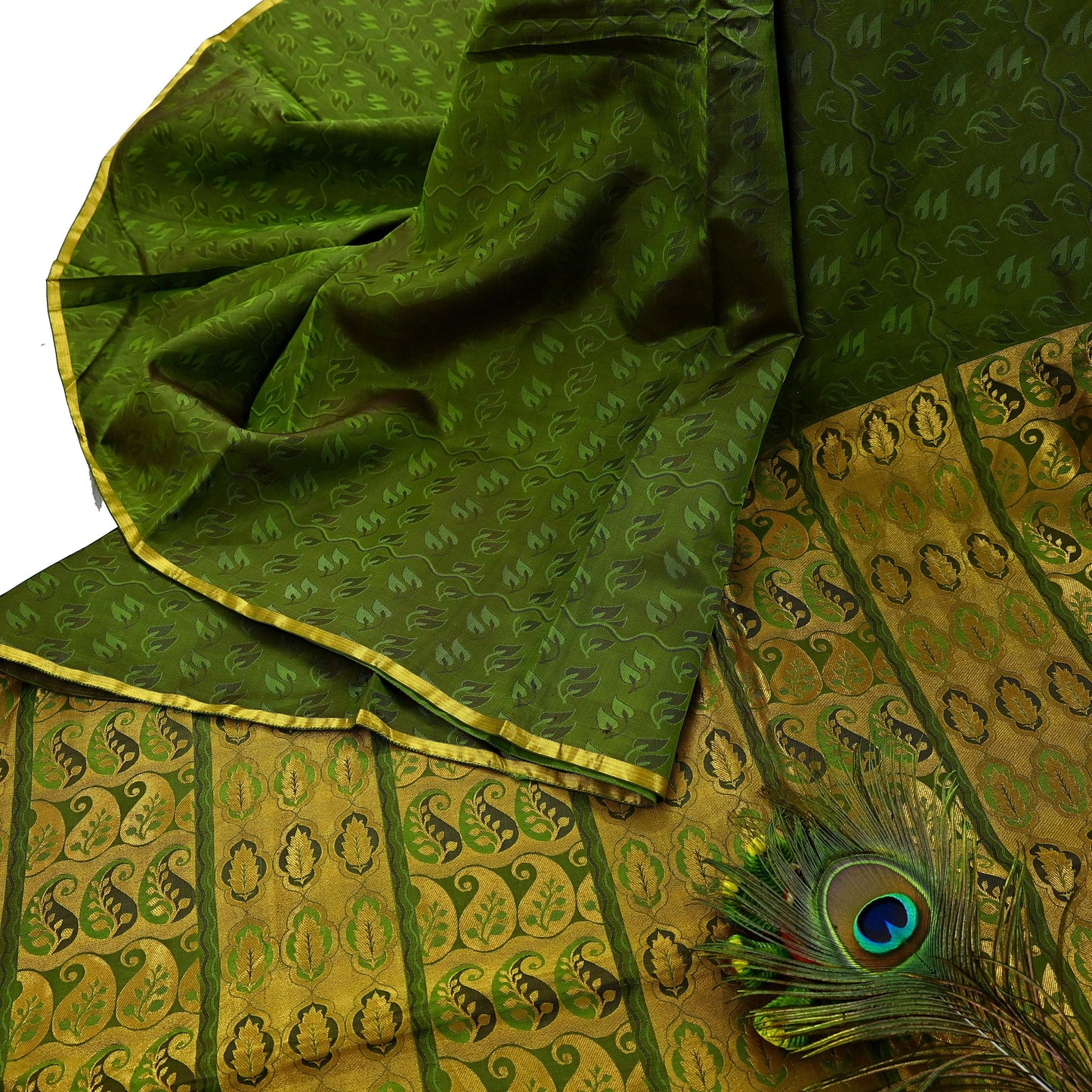 Indian Vintage Heavy Green Kanjivaram Saree 100% Pure Silk Zari 5Yd Floral Crafting Dress making Crafting Quilting Bollywood Saree