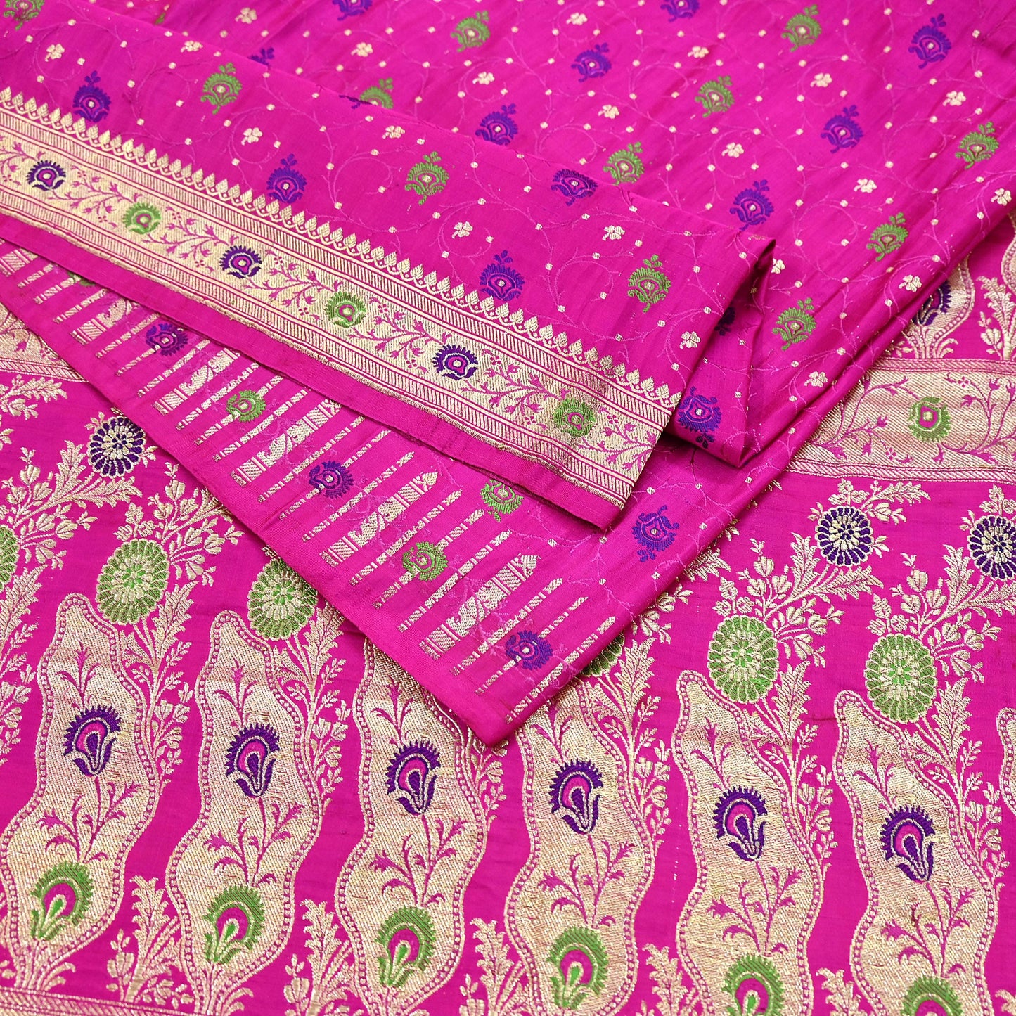 Indian Vintage Sari Magenta Heavy Pure Satin Silk Woven Banarasi Brocade Saree Zari 5Yd Ethnic Dress making Crafting Bollywood