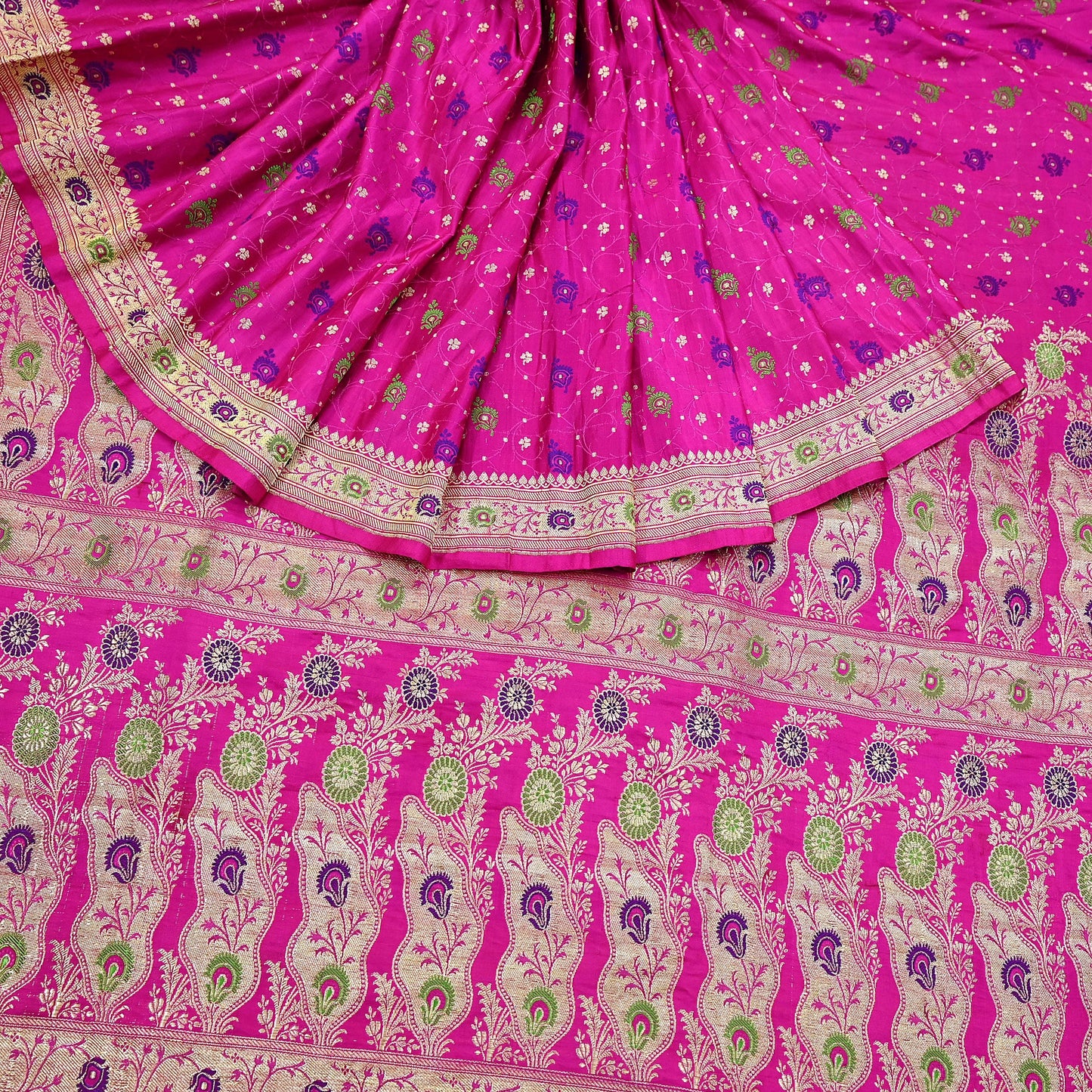 Indian Vintage Sari Magenta Heavy Pure Satin Silk Woven Banarasi Brocade Saree Zari 5Yd Ethnic Dress making Crafting Bollywood