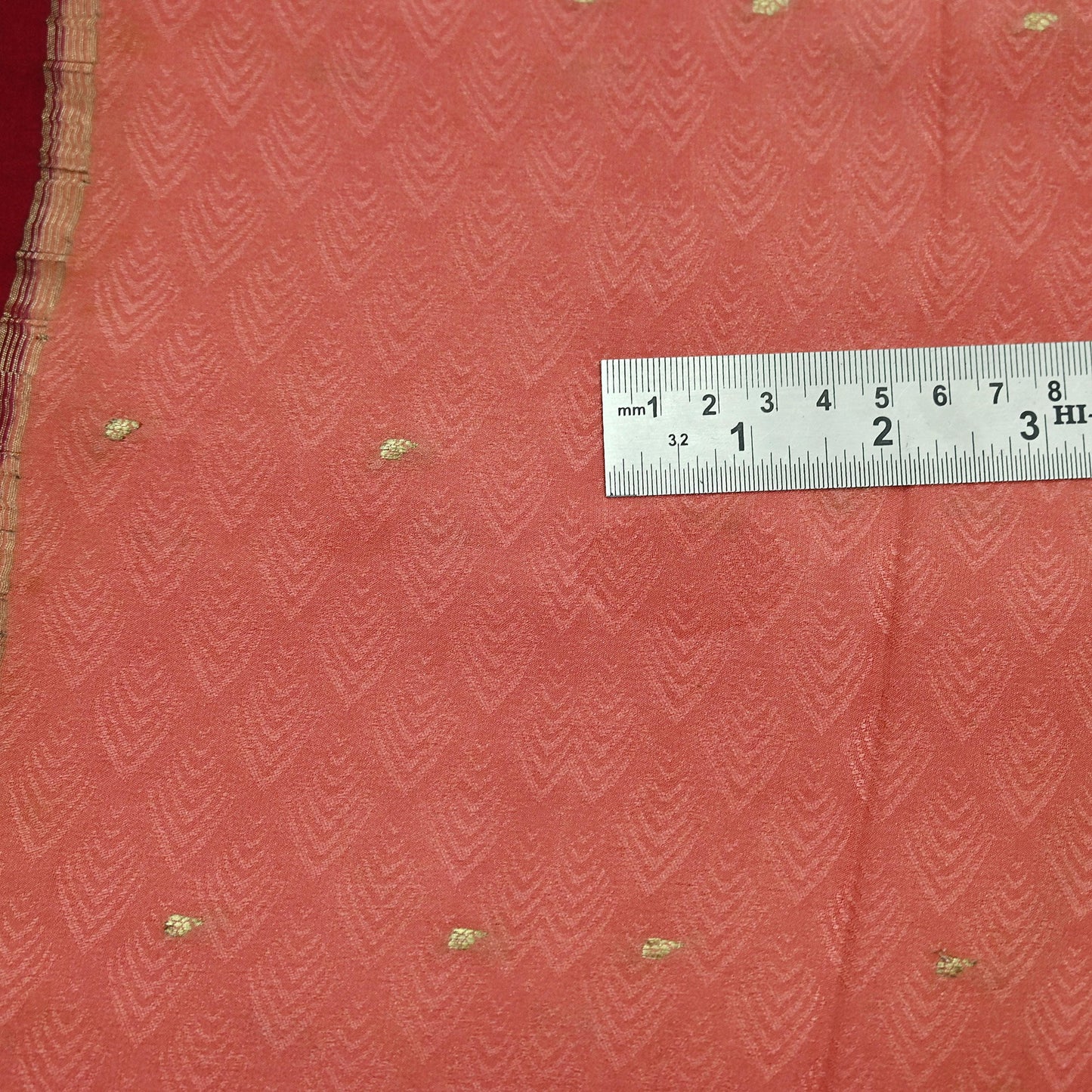 Indian Vintage Sari  Maroon & Peach Mysore Silk Woven Saree with Zari Border | 5 Yards | Soft Craft Fabric | Upcycle, Quilting, Dressmaking