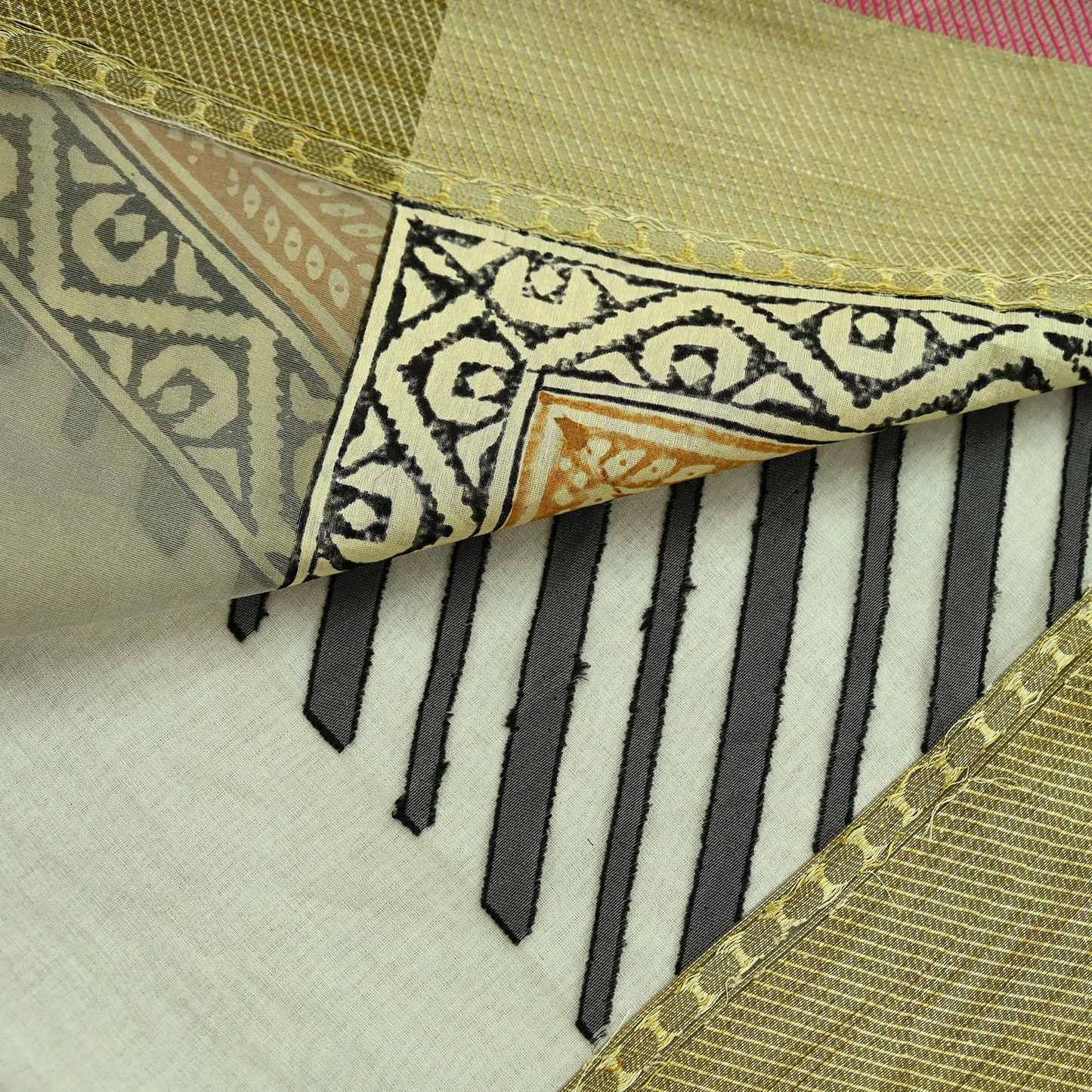 Indian Vintage Sari Gray & Black Hand Woven 100% Pure Organza Silk Saree Craft Fabric 5Yd Dress Making Crafting Quilting Upcycle