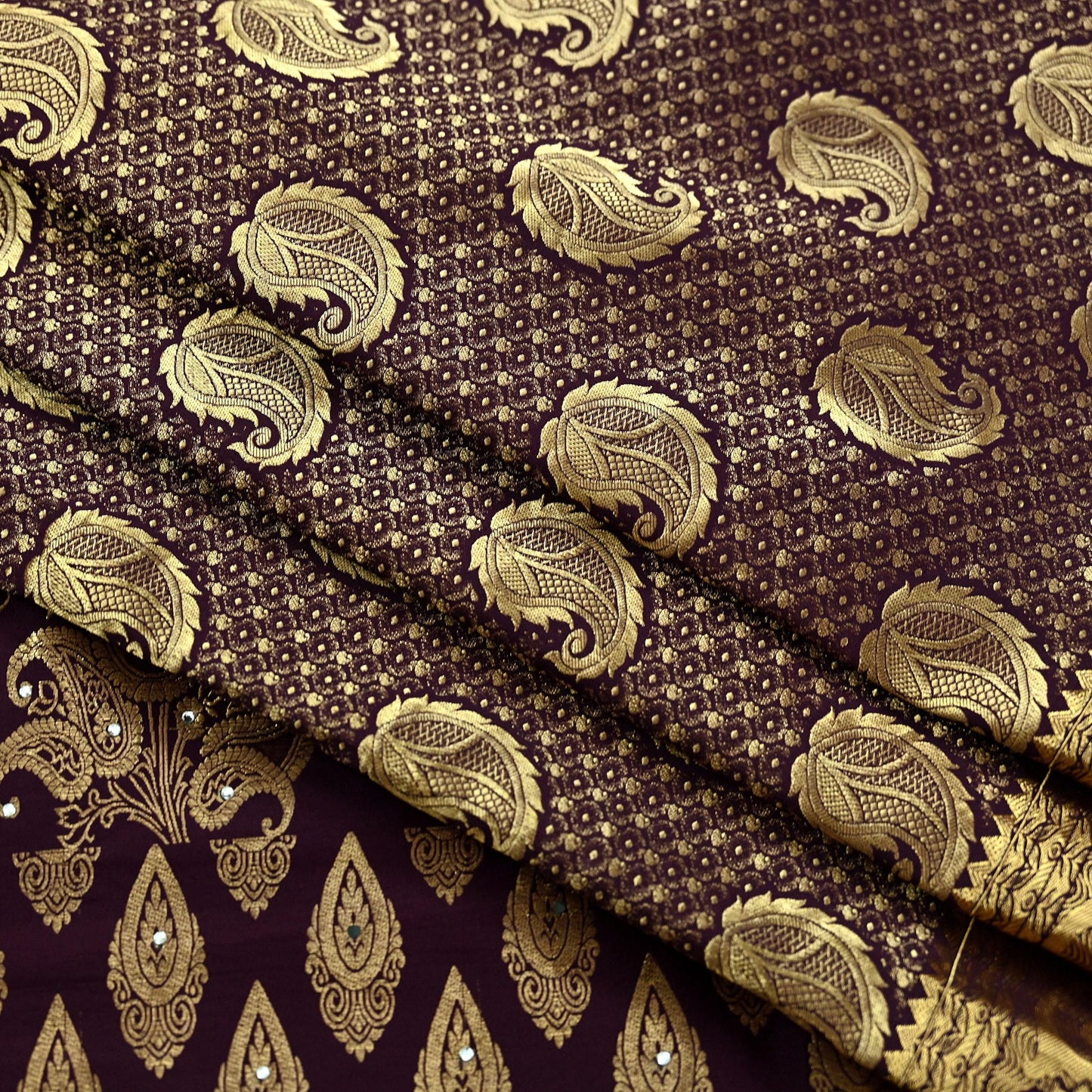 Indian Vintage Kanjivaram Saree | Heavy Hand Woven Pure Silk | Purple Bridal Fabric | 5 Yards Dress Making Bollywood Sarees