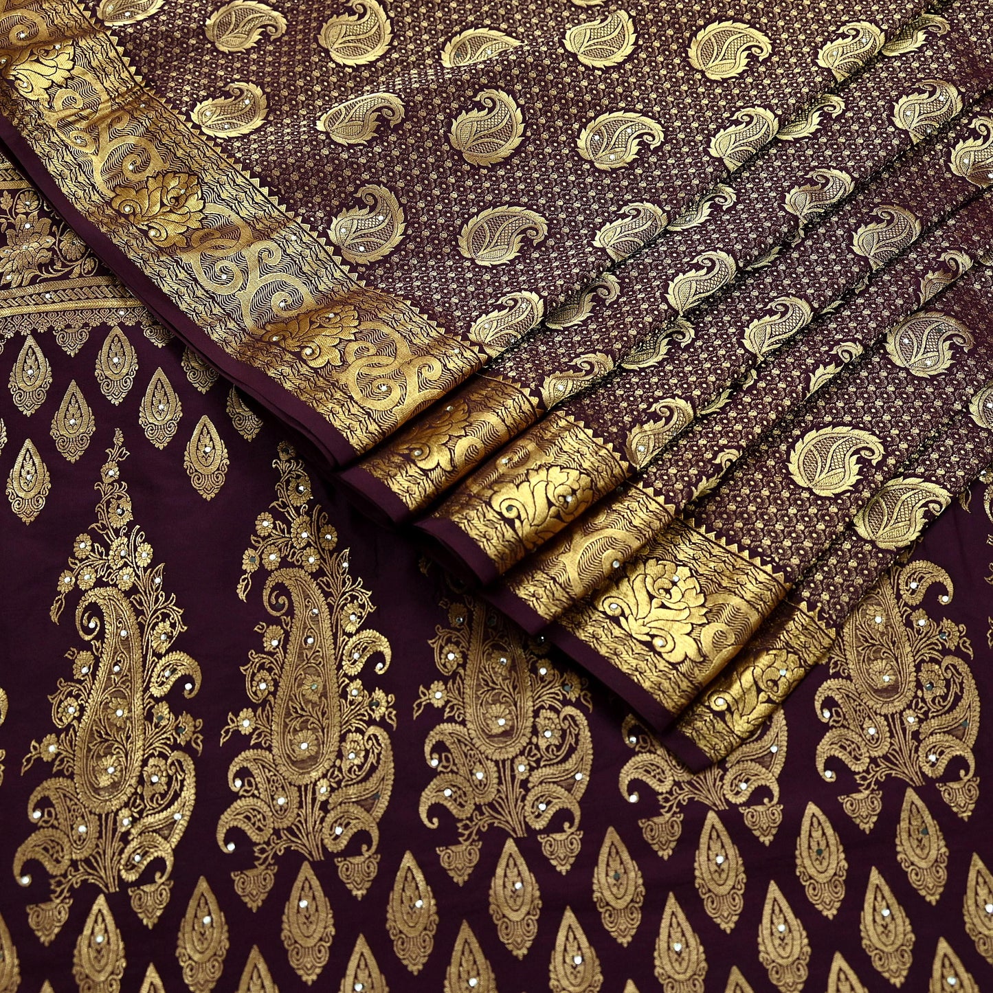 Indian Vintage Kanjivaram Saree | Heavy Hand Woven Pure Silk | Purple Bridal Fabric | 5 Yards Dress Making Bollywood Sarees