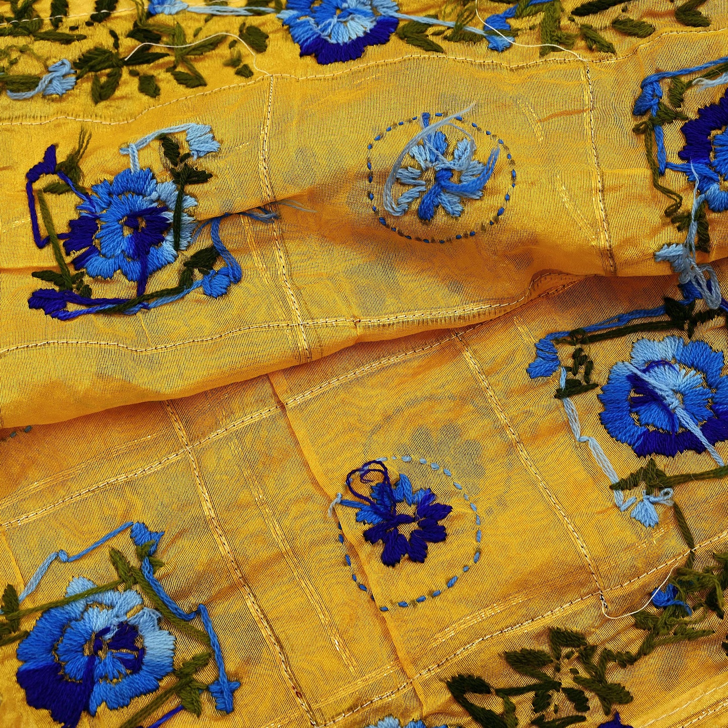 Indian Vintage Dupatta Saffron Long Stole Chanderi Hand Embroidered Bagh Phulkari Stole Scarves Party wear