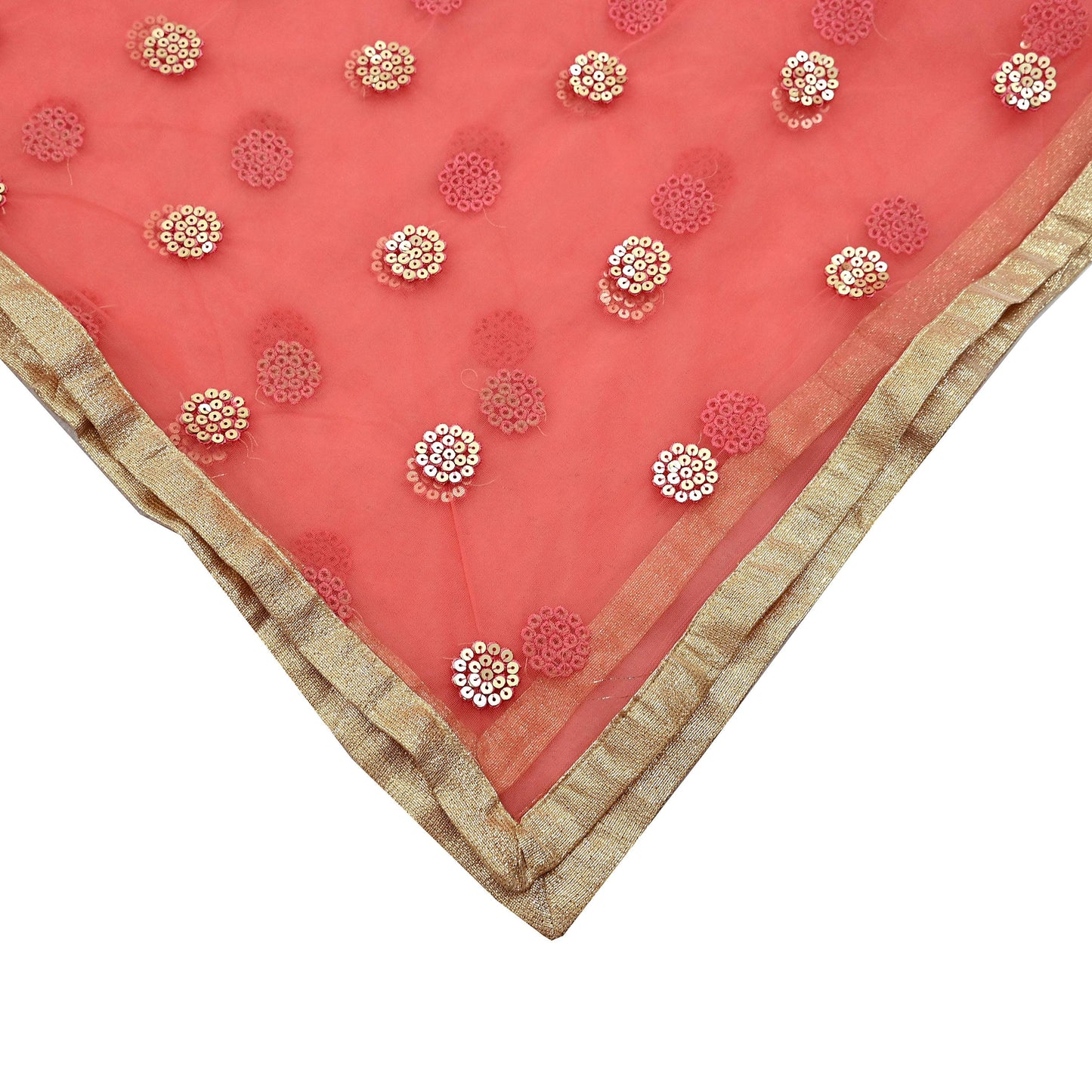 Indian Vintage Peach Dupatta Long Stole Net Mess Hand Embroidered Scarves Veil Hijab Sequins stole veil hijab