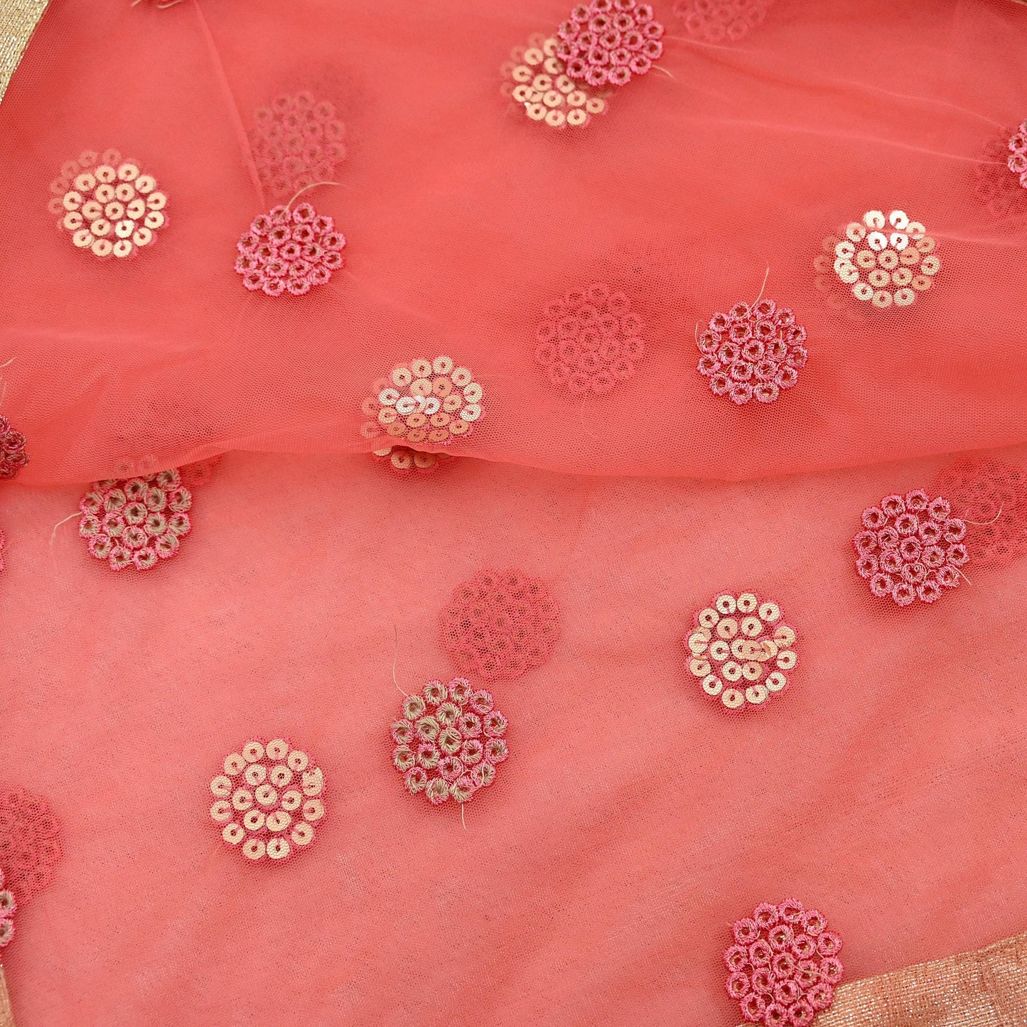 Indian Vintage Peach Dupatta Long Stole Net Mess Hand Embroidered Scarves Veil Hijab Sequins stole veil hijab