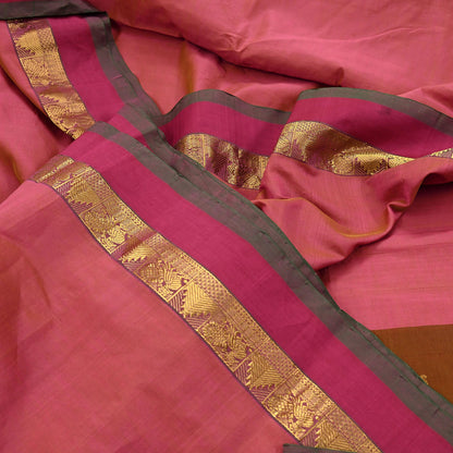 Vintage Sari Pink Pure Cotton Hand Woven Sarees Craft Fabric 5Yd Sewing Soft Crafting Dress making Upcycle Quilting Upcycle Zari Border