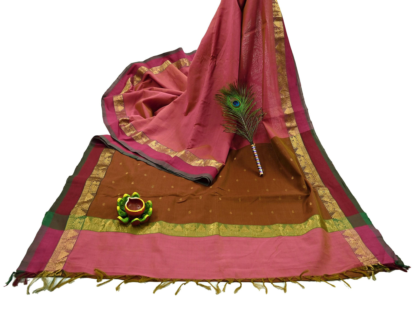 Vintage Sari Pink Pure Cotton Hand Woven Sarees Craft Fabric 5Yd Sewing Soft Crafting Dress making Upcycle Quilting Upcycle Zari Border