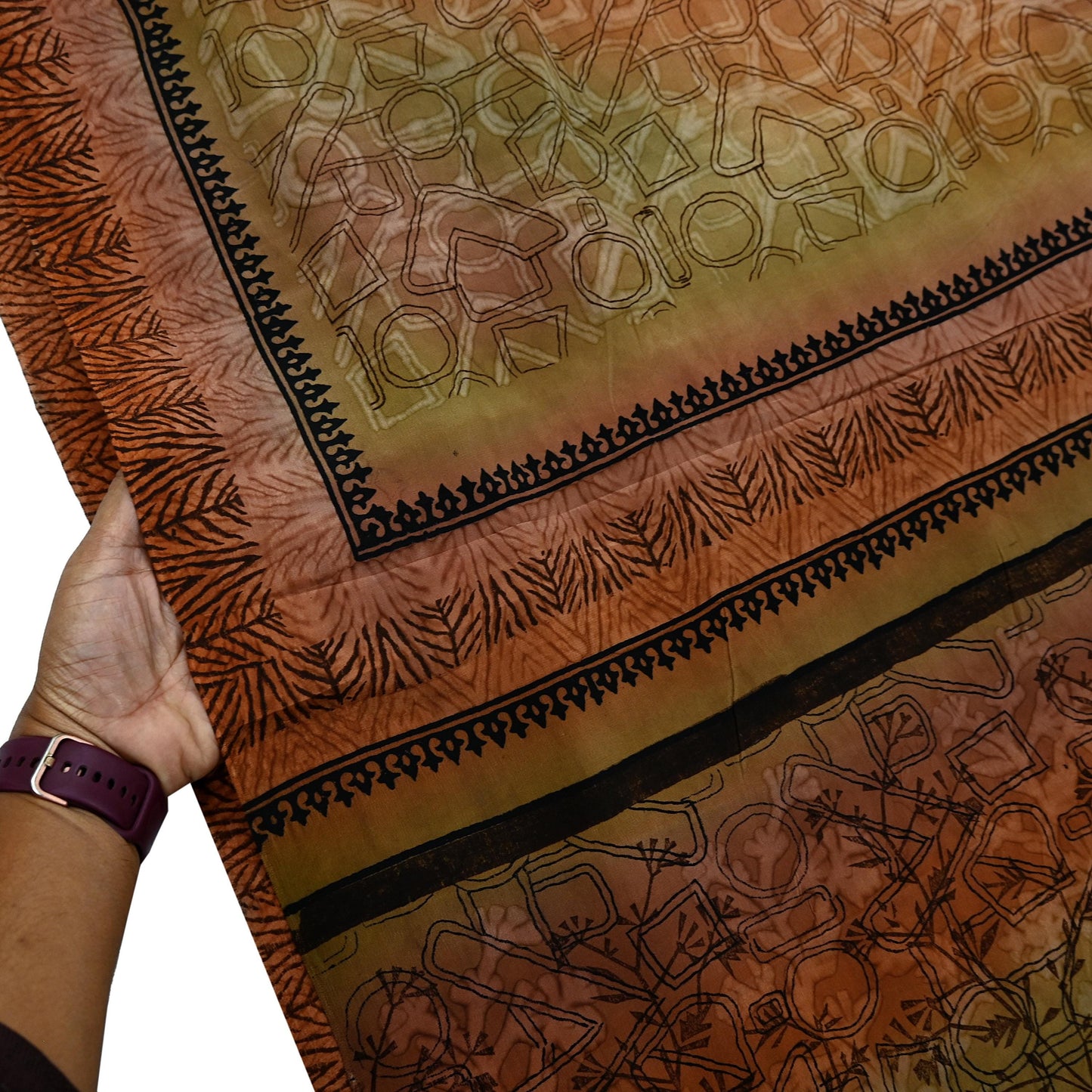Indian Vintage Sari Green & Brown Pure Crepe Silk Printed Saree 5yd Sewing Floral Soft Craft Fabric Wrap Dress making Crafting Quilting