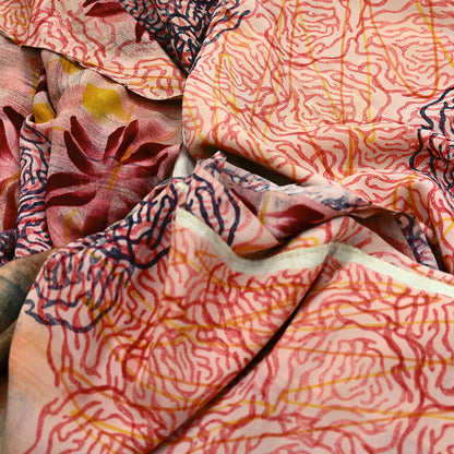 Indian Vintage Multi Pure Crepe Silk Saree | Floral Print | 5 Yards | Soft Sewing Fabric for Dressmaking, Quilting, Crafting & Upcycling