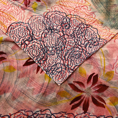 Indian Vintage Multi Pure Crepe Silk Saree | Floral Print | 5 Yards | Soft Sewing Fabric for Dressmaking, Quilting, Crafting & Upcycling